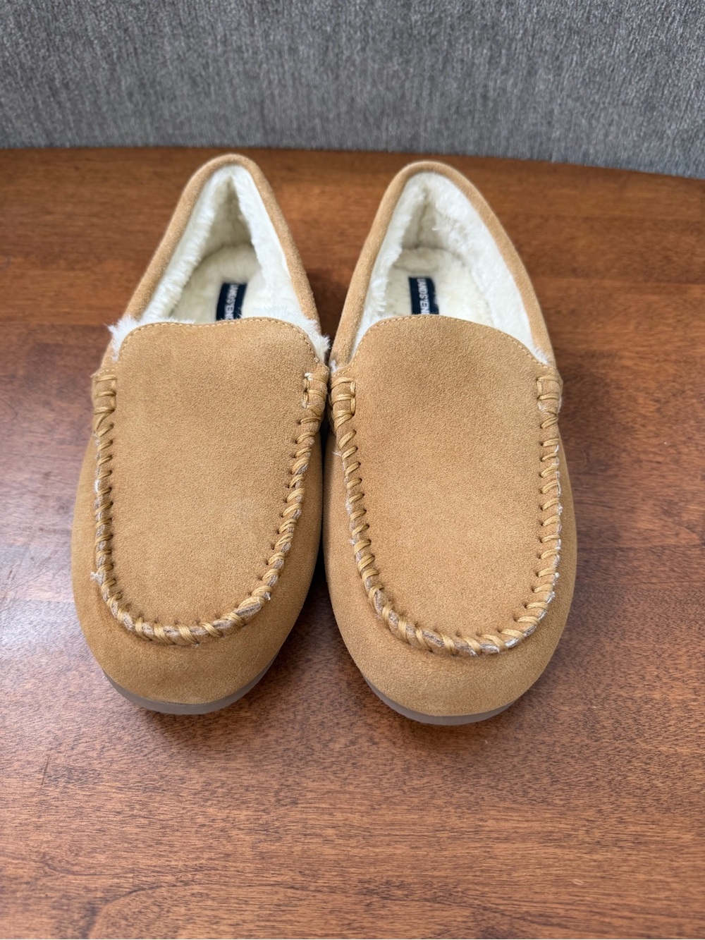 Lands' End Women's Fuzzy Lined Suede Moccasin Slippers